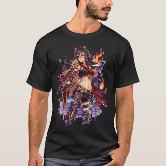Genshin Impact Dehya Vaporwave Esthetiek T-shirt (Voorkant)