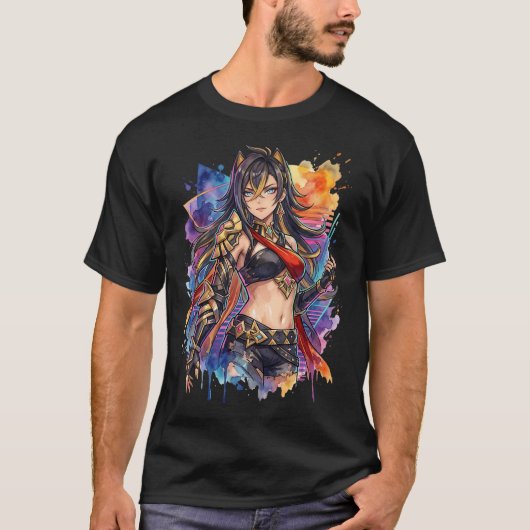 Genshin Impact Dehya Vaporwave Esthetiek T-shirt (Voorkant)