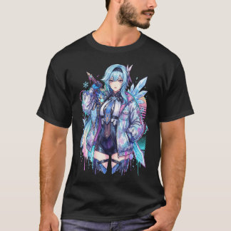 Genshin Impact Eula Vaporwave Esthetiek Neon Synth T-shirt