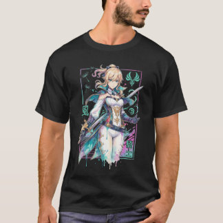 Genshin Impact Jean Blonde Paardenstaart Ridders v T-shirt