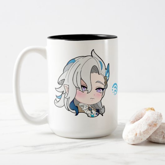 GENSHIN IMPACT NEUVILLETTE Chibi Tweekleurige Koffiemok (Met donut)