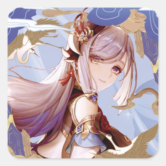 Genshin Impact Shenhe Vierkante Sticker (Voorkant)