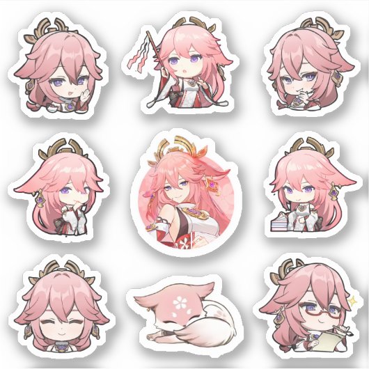 Genshin Impact Yae Miko Stickers (Voorkant)