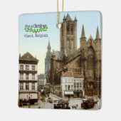 Gent, België Kerstgroeten Keramisch Ornament (Links)