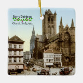 Gent, België Kerstgroeten Keramisch Ornament (Voorkant)
