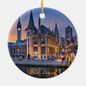 Gent, België ondergaande zon Keramisch Ornament (Achterkant)