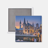 Gent, België ondergaande zon Magneet (Voorkant / Achterkant)