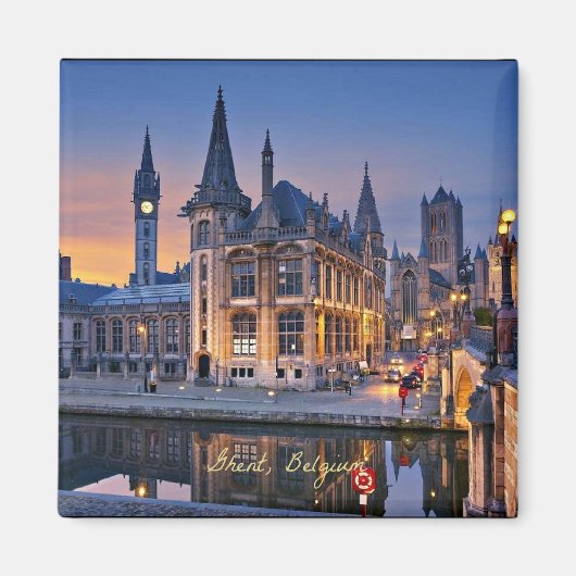 Gent, België ondergaande zon Magneet (Voorkant)