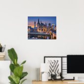 Gent, België ondergaande zon Poster (Thuiskantoor)