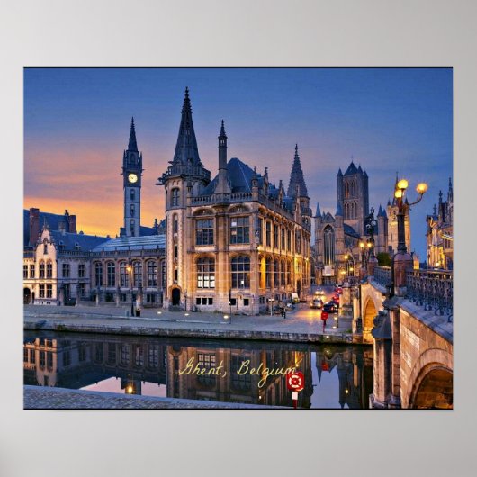 Gent, België ondergaande zon Poster (Voorkant)