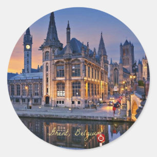 Gent, België ondergaande zon Ronde Sticker