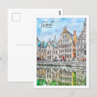 Gent België Reisplaats Waterverf