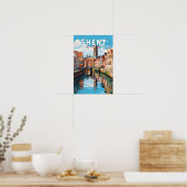 Gent België Reizen Kunst Vintage Poster (Keuken)