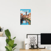 Gent België Reizen Kunst Vintage Poster (Thuiskantoor)