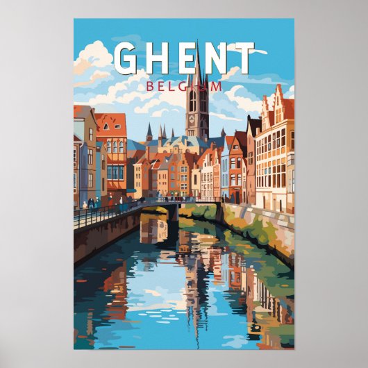 Gent België Reizen Kunst Vintage Poster (Voorkant)