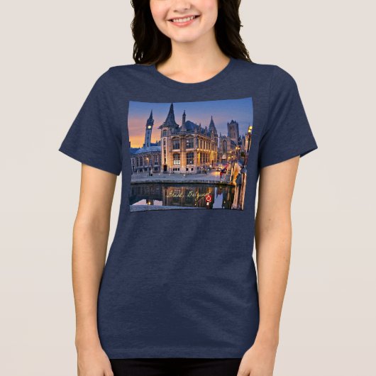 Gent, België stadsgezicht Tri-Blend Shirt (Voorkant)