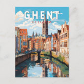 Gent België Travel Art Vintage Briefkaart (Voorkant)