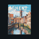 Gent België Travel Art Vintage Fleece Deken<br><div class="desc">Gent retro vector reisontwerp. Gent staat bekend om zijn grote openbare pleinen en marktplaatsen,  waaronder de Vrijdagmarkt ("Vrijdagmarkt"),  het centrum van het leven van de middeleeuwse stad.</div>