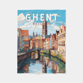 Gent België Travel Art Vintage Fleece Deken