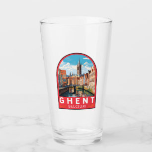 Gent België Travel Art Vintage Glas