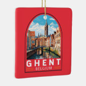 Gent België Travel Art Vintage Keramisch Ornament (Rechts)