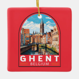 Gent België Travel Art Vintage Keramisch Ornament