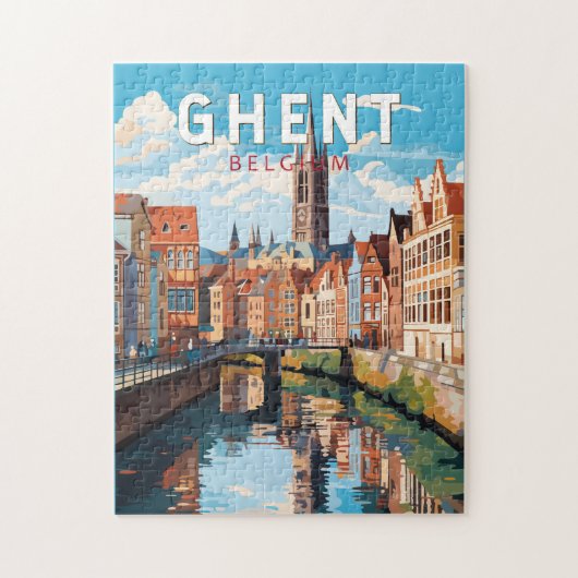 Gent België Travel Art Vintage Legpuzzel (Verticaal)