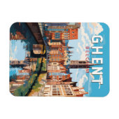 Gent België Travel Art Vintage Magneet (Horizontaal)