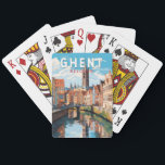 Gent België Travel Art Vintage Pokerkaarten<br><div class="desc">Gent retro vector reisontwerp. Gent staat bekend om zijn grote openbare pleinen en marktplaatsen,  waaronder de Vrijdagmarkt ("Vrijdagmarkt"),  het centrum van het leven van de middeleeuwse stad.</div>
