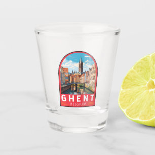 Gent België Travel Art Vintage Shot Glas