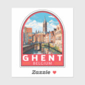 Gent België Travel Art Vintage Sticker (Vel)