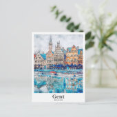 Gent België Travel Waterverf Hand getekend Briefkaart (Staand voorkant)