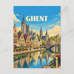 Gent België Vintage Reis Kunst Briefkaart