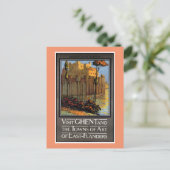 Gent, België, Vintage Travel Poster Briefkaart (Staand voorkant)