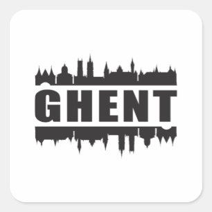 Gent Belgium City Skyline Cityscape Travel Gift Vierkante Sticker