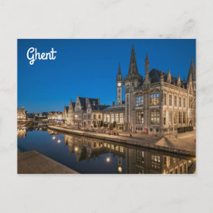 Gent Belgium Cityscape at Night Photo Briefkaart