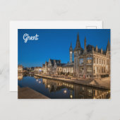Gent Belgium Cityscape at Night Photo Briefkaart (Voorkant / Achterkant)