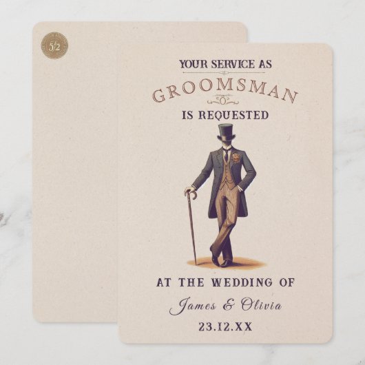  Gent Groomsman Verzoek Kaart (Voorkant / Achterkant)