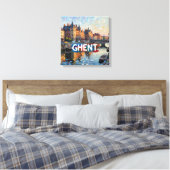 Gent Kanaalreflecties Skyline Canvas Kunst (Insitu (Slaapkamer))