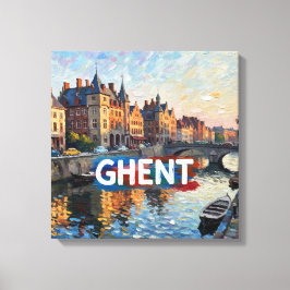 Gent Kanaalreflecties Skyline Canvas Kunst