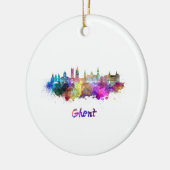 Gent skyline in waterverf keramisch ornament (Links)
