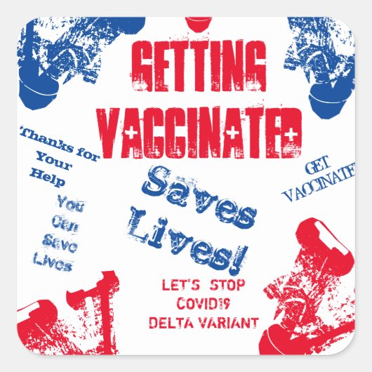 GENTGEMARKT GEVACCINEERD VIERKANTE STICKER (Voorkant)
