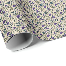 Gentian Blauwe Vintage Bloemen Cadeaupapier