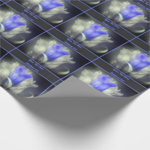 Gentian bloem zwart en wit gepersonaliseerd cadeaupapier