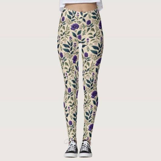 Gentian Blue Floral Leggings (Voorkant)
