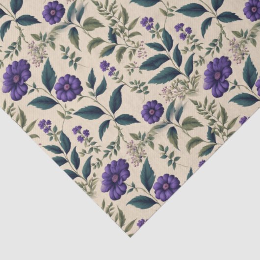 Gentian Blue Floral Tissuepapier (Detail)