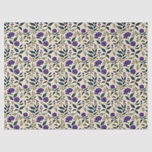 Gentian Blue  Floral Tissuepapier (Voorkant)