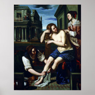 Gentileschi - Bathseba bij haar bad 1638 Poster