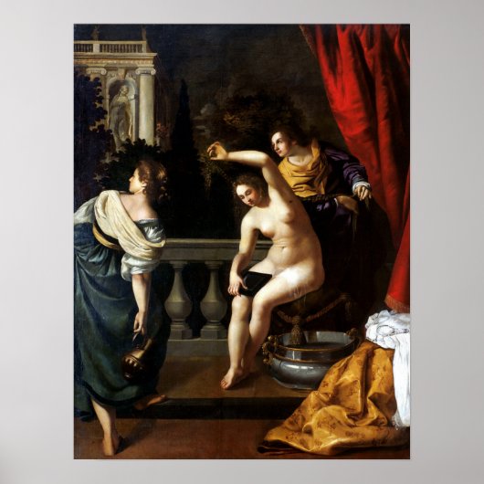 Gentileschi - Bathseba bij haar bad 1645 Poster (Voorkant)