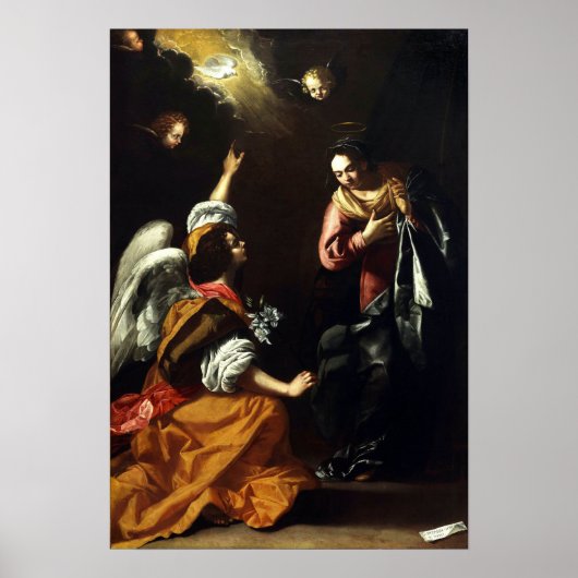 Gentileschi - Boodschap Aan Maria Poster (Voorkant)